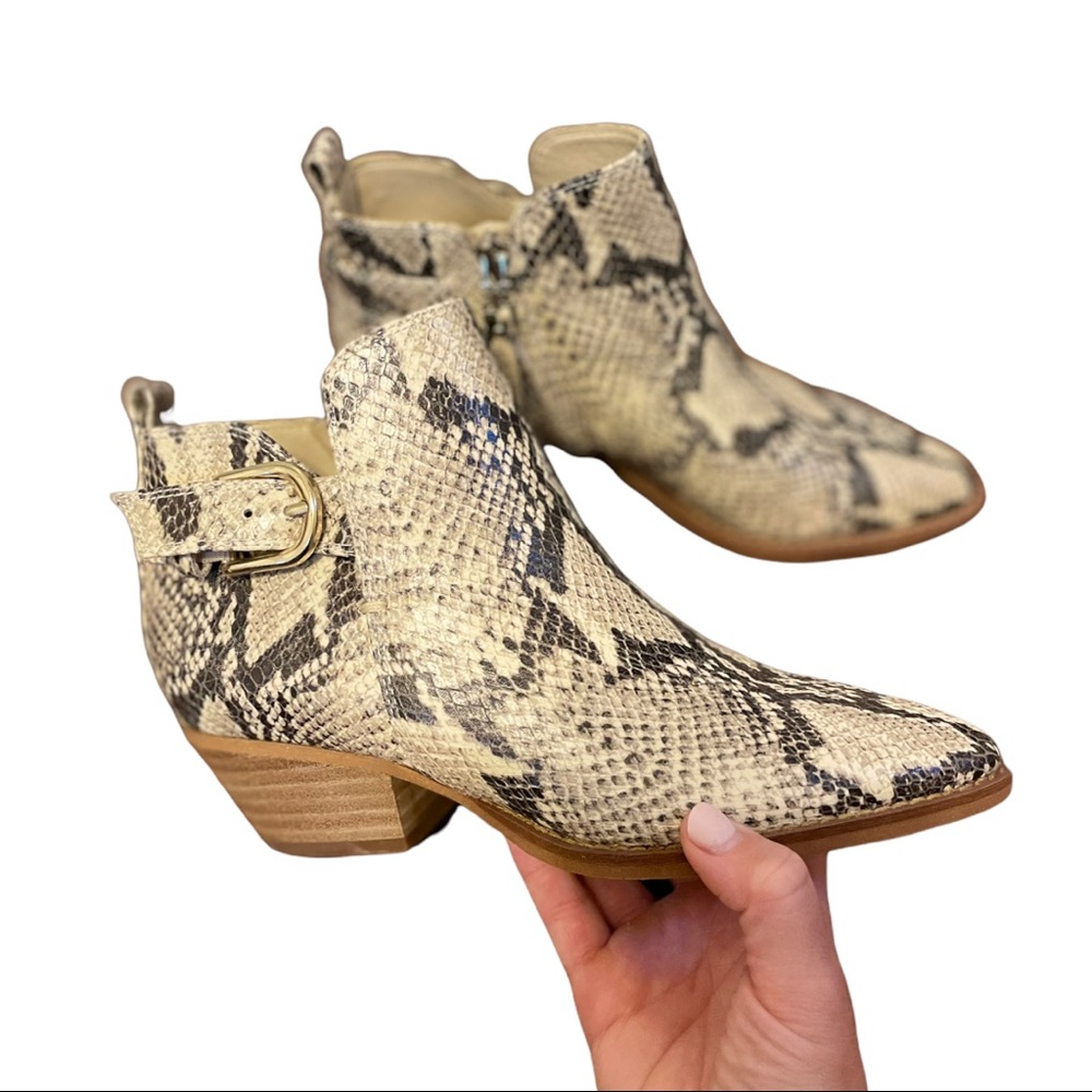 Sam Edelman Neena Snake Print Ankle Booties Size 5.5M 2" Heel